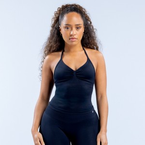 Top DFYNE Impact Longline Strappy Damskie Czarne | 8091-HKRPF