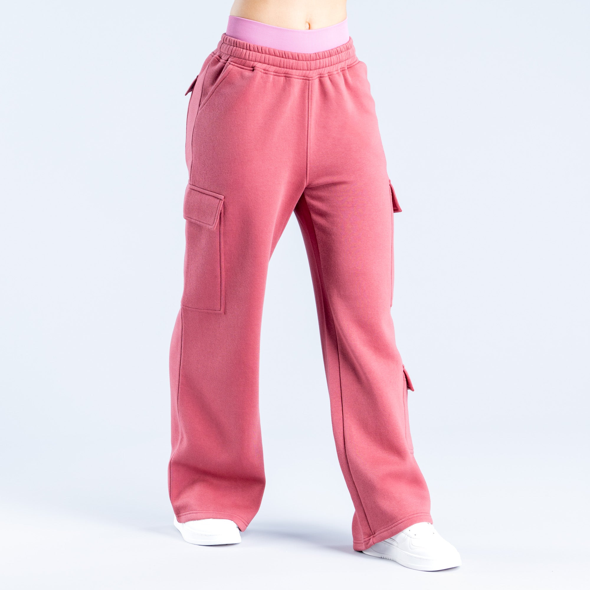 Joggery DFYNE Lanyi Edit Wide Leg Cargo Damskie Jasny Różowe | 9567-XZFIS