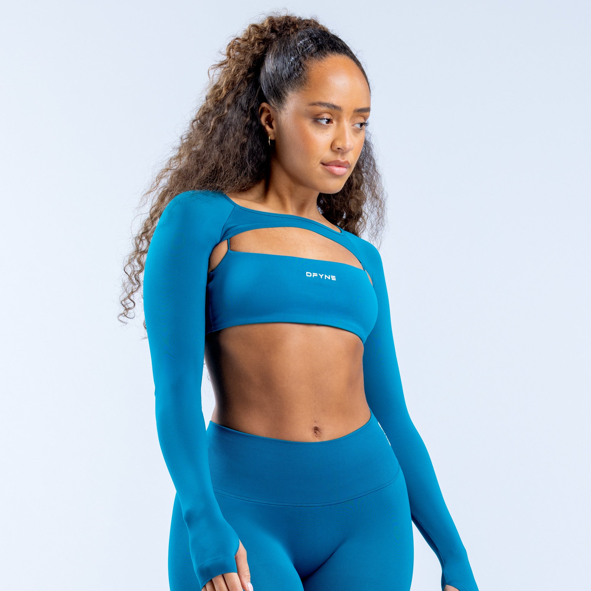 Shrug DFYNE Defy Long Sleeve Damskie Niebieskie | 4092-UEOPQ