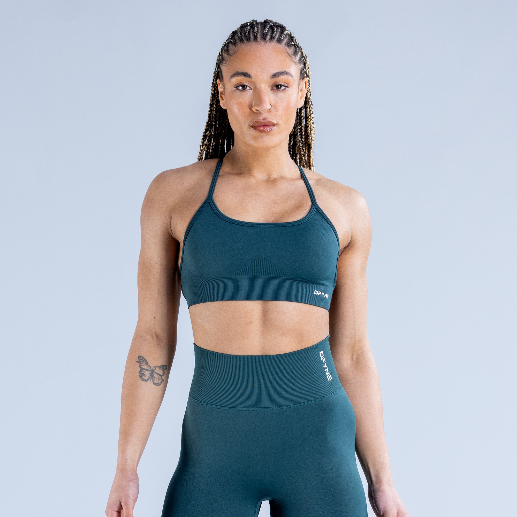 Stanik Sportowy DFYNE Dynamic Backless Damskie Ciemny Turkusowe Zielone | 2873-NYIET