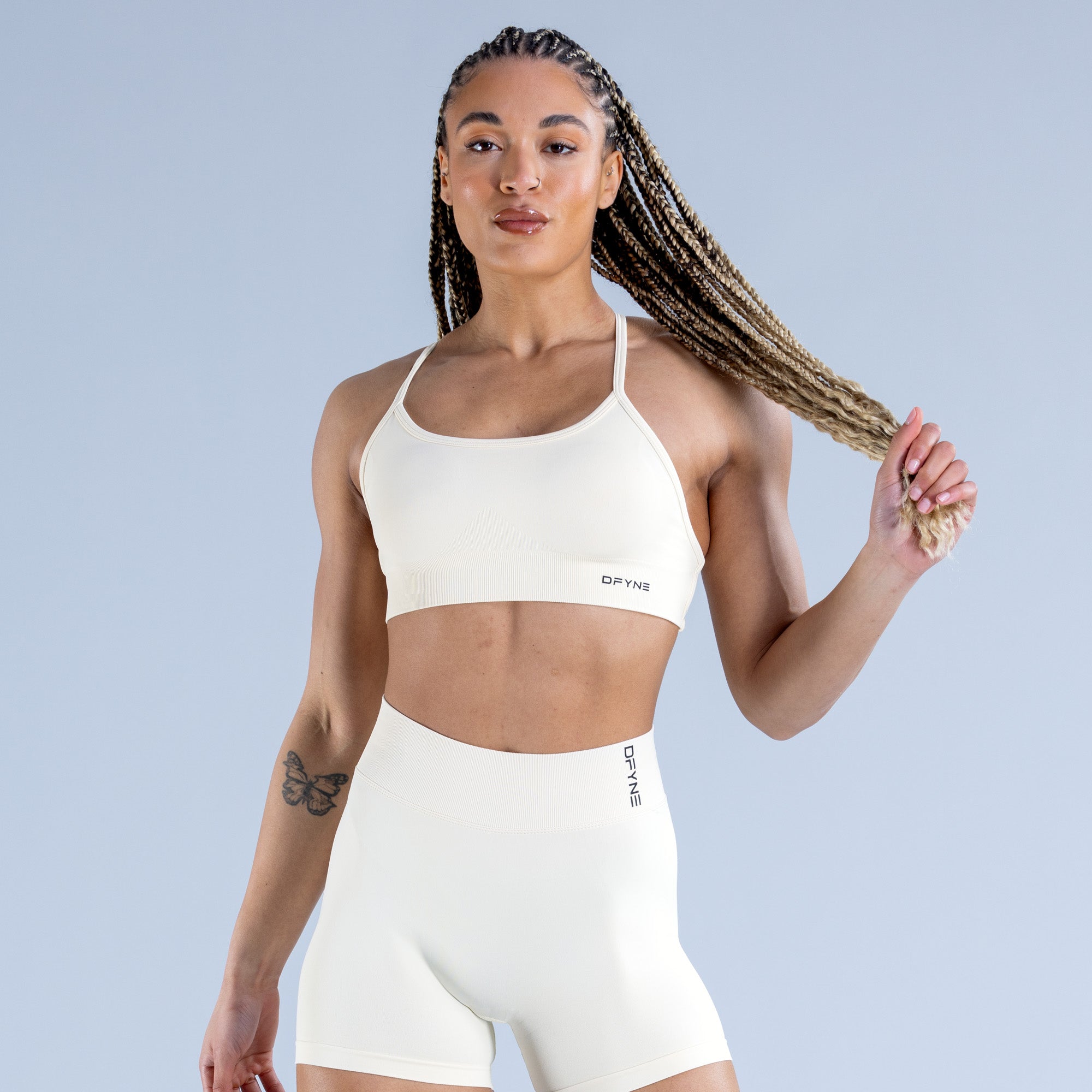 Stanik Sportowy DFYNE Dynamic Backless Damskie Białe | 4182-KDXIT