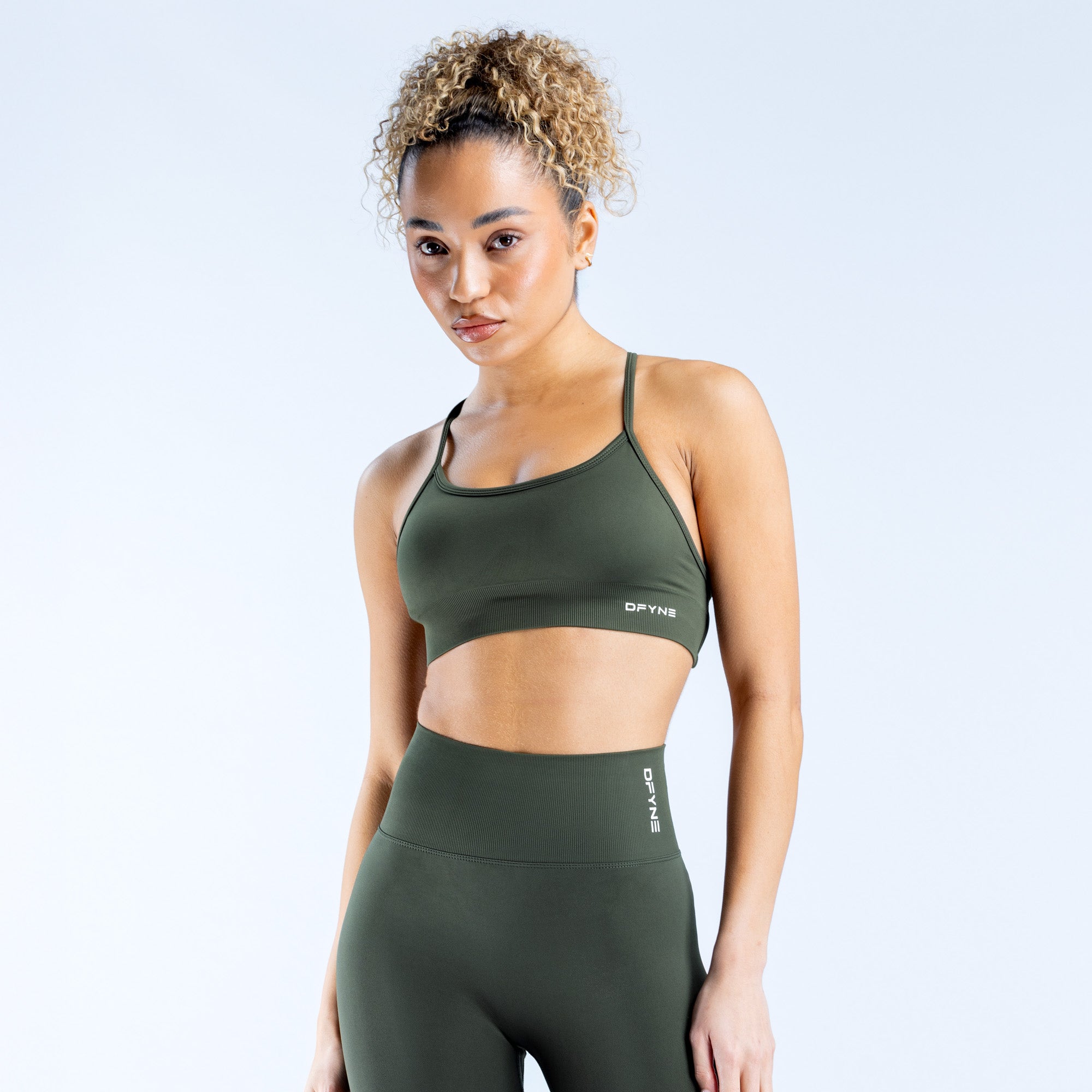 Stanik Sportowy DFYNE Dynamic Backless Damskie Oliwkowe | 5379-HTGZR